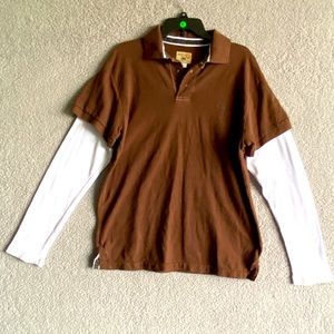 Grizzly Mens Top Size M Medium Original Outdoor Wear Brown White